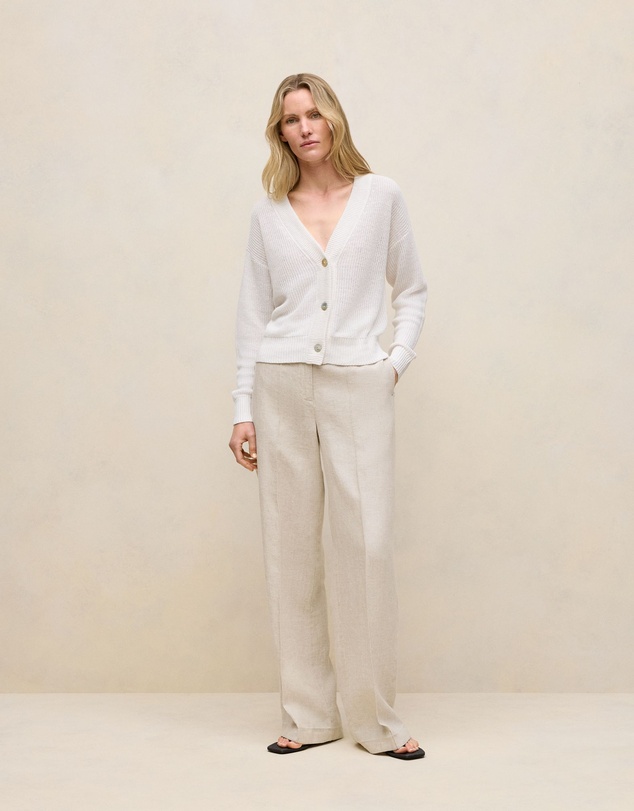 Trenery - Yarn Dyed Linen Pintucked Pant in Flax