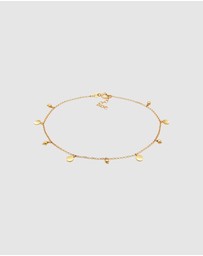 Elli Jewelry - Anklet Plate Pendants Boho Style in 925 Sterling Silver Gold Plated