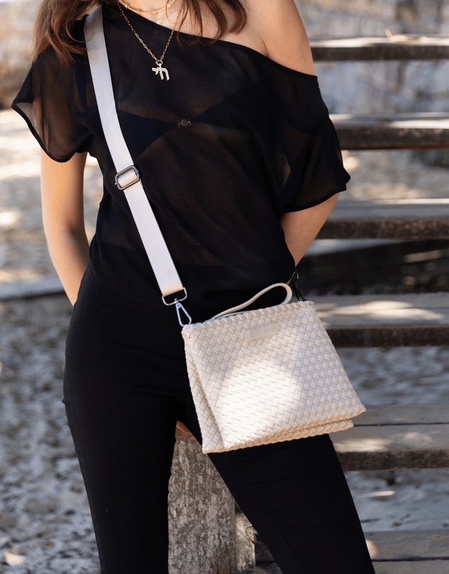 Chuchka - Woven Neoprene Double Pouch Bag Beige