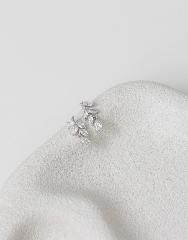 The White Collection - Eve - Dainty Silver Bridal Drop Earrings