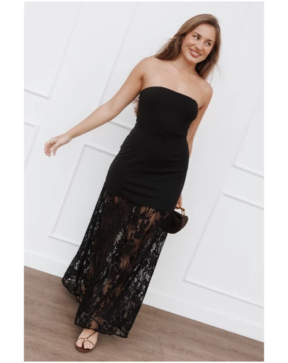 Petal & Pup - Wiley Strapless Lace Maxi Dress - Black