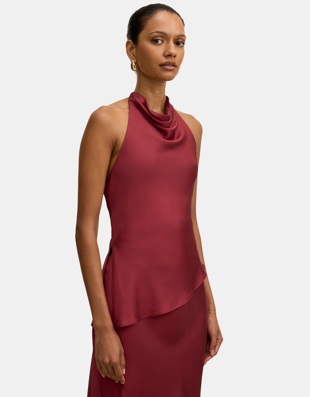Forever New Petite - Skyler Petite Halter Neck Satin Top