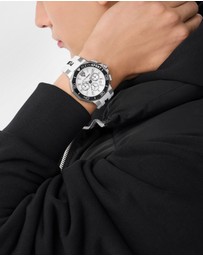 Plein Sport - PLEIN TITAN Watch 46mm White Silver Dial and White Silicone Strap