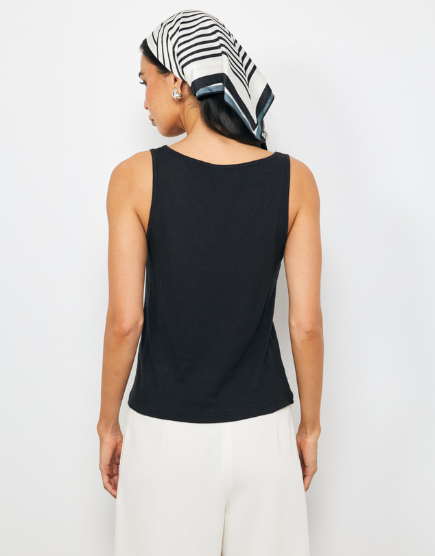 AERE - Linen Blend Scoop Tank