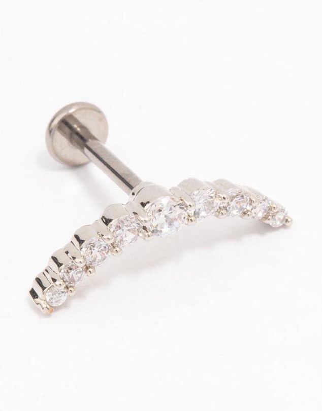 Lovisa - Titanium Cubic Zirconia Crawler Single Flat Back