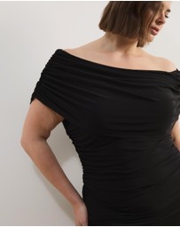 Atmos&Here Curvy - Millie Off Shoulder Mesh Mini Dress