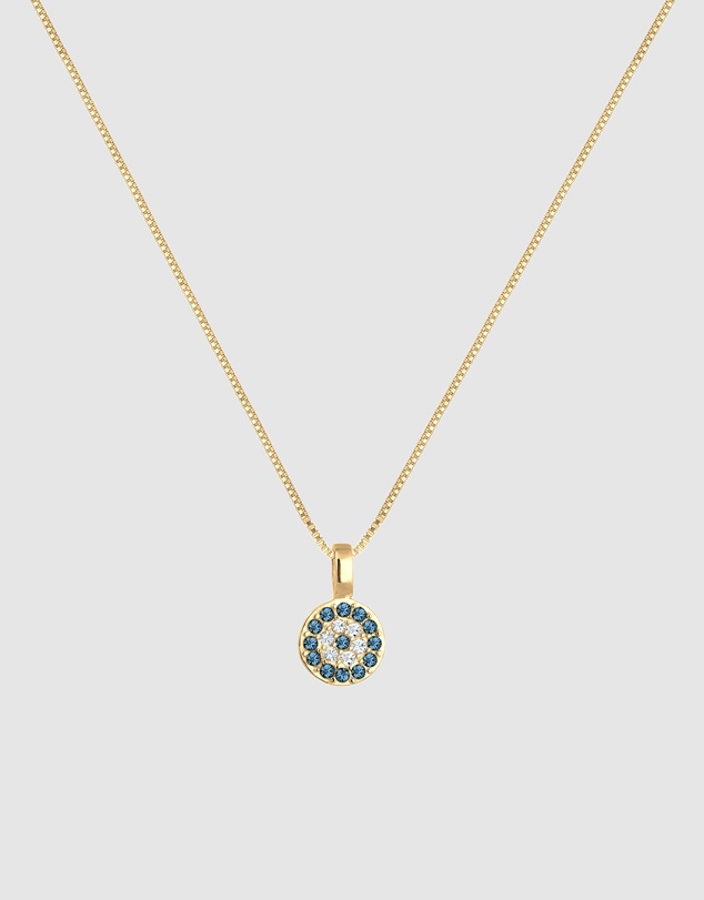 Elli Jewelry - Evil Eye Crystal Pendant Necklace in Gold-Plated 925 Silver