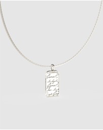 GUESS - Silver-Tone Script Onyx Pendant Necklace