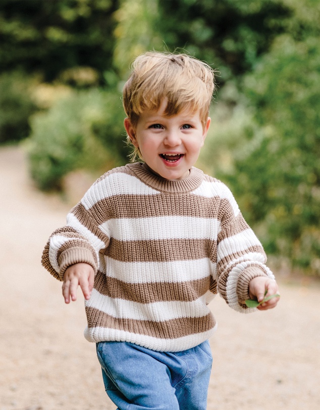 Kynd Baby - Knit Stripe Jumper in Mocha Stripe