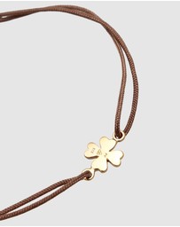Elli Jewelry - Bracelet Cloverleaf Nylon Brown in 925 sterling silver Gold Plated