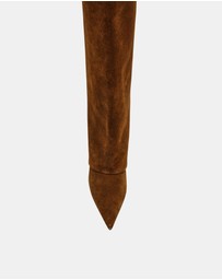 Steve Madden - Luca Chestnut Suede Heeled Boots