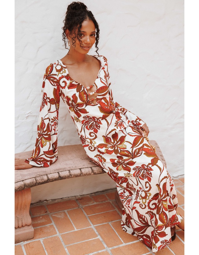 Petal & Pup - Inala Maxi Dress - Brown Floral