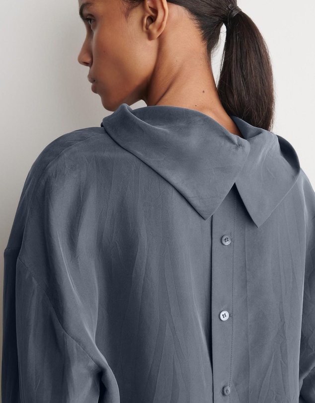 COS - Crinkled-Silk Funnel-Neck Top