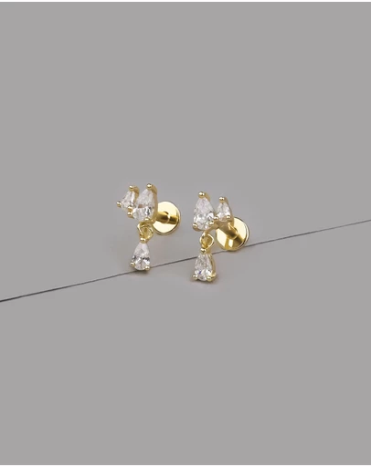 Wanderlust + Co - Teardrop Gems 14K Gold Vermeil Flat Back Earrings