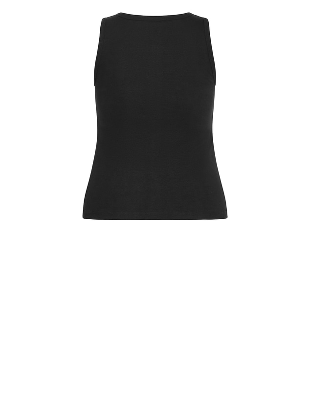 City Chic - Plus size Tara Button Through Tank - black