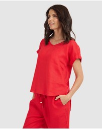 CAMIXA - Martina Linen V-Neck T-shirt