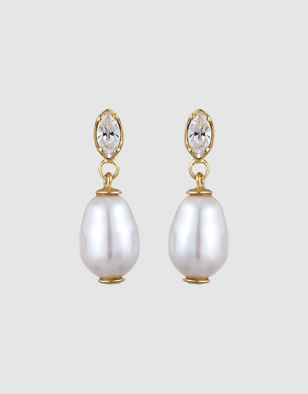 Elli Jewelry - Pearl Stud Earrings in Gold-Plated 925 Silver