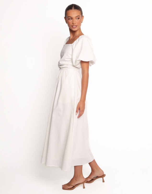 Petal & Pup - Clo Puff Sleeve Midi Dress - White