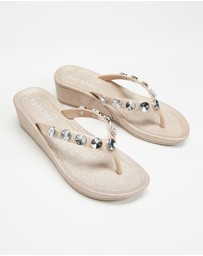 Holster - Neptune Jewelled Y-Strap Wedge - Champagne