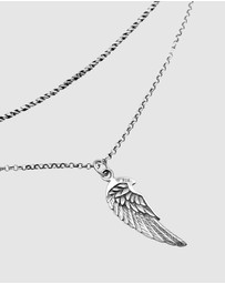 Kuzzoi - ICONIC EXCLUSIVE - Necklace Men Wing Pendant Layer Cord Chain in 925 Sterling Silver