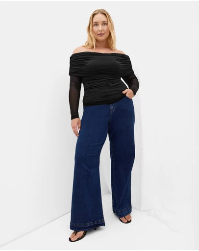 City Chic - Dana Mesh Long Sleeve Top