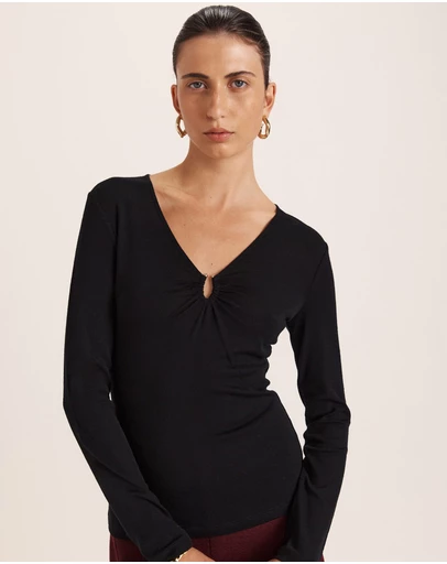 SABA - Coco Wool Ruched Long Sleeve Top