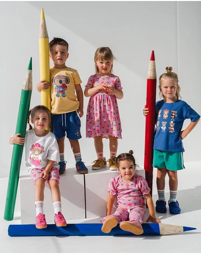 Huxbaby - Multi Colour Daisy Rib Tee - Babies-Kids