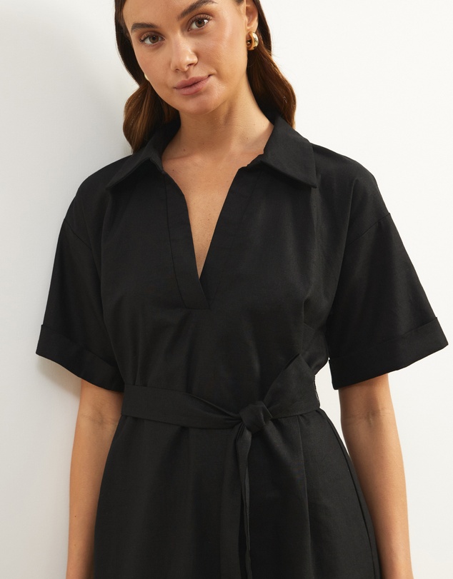Atmos&Here - Britt Linen Blend Belted Mini Dress