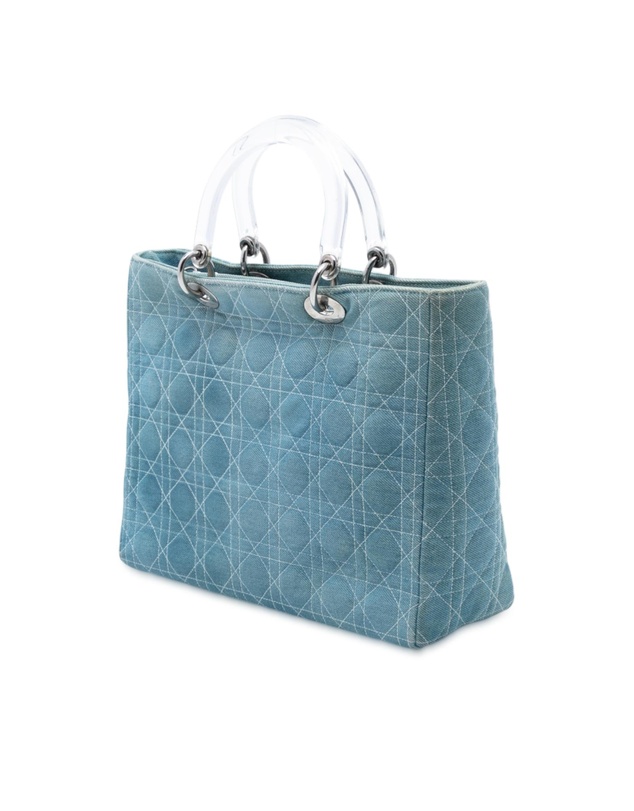 Pre-Loved by Azura Reborn - Pre-Loved Large Denim Cannage Acrylic Handles Lady Dior
