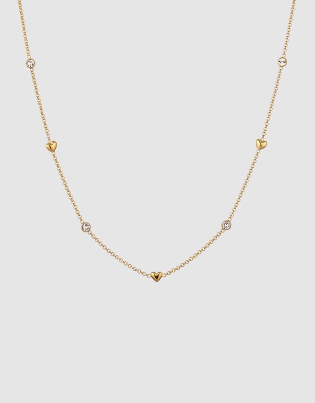 Elli Jewelry - Necklace Women Heart White Crystals 925 Sterling Silver Gold Plated