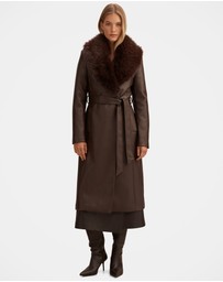 Forever New - Faith Faux Fur Collar Vegan Leather Trench Coat