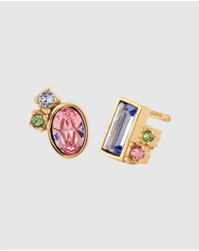 Elli Jewelry - Crystal Symphony Stud Earrings in Gold-Plated 925 Silver