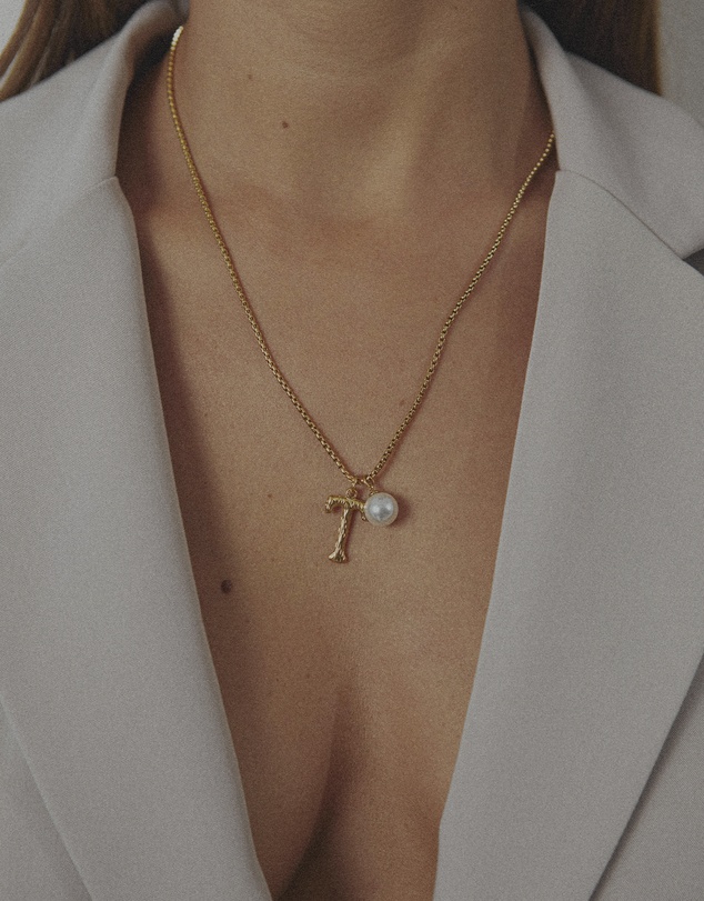 Zahar - Pearl Letter T Necklace