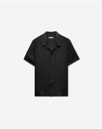 Calibre - Animal Jacquard Silk Short Sleeve Shirt Black