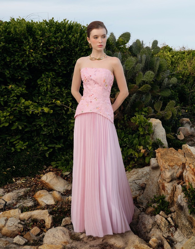 JUSTIN TONG - Cascade Pleated Gown