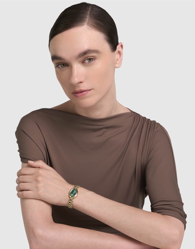 Furla - Delizia Green Yellow Gold-Tone Bracelet Watch