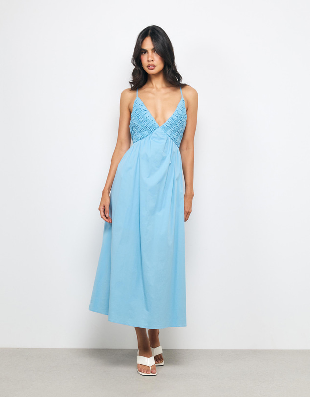 AERE - Tansy Shirred Bodice Midi Dress