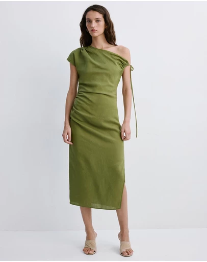M.N.G - Asymmetric Side Ruched Dress