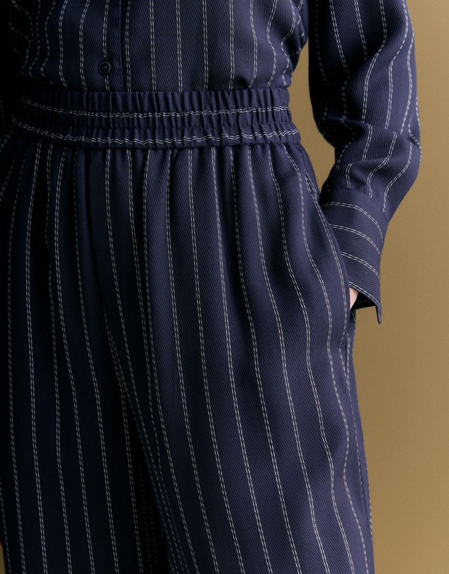Trenery - Rope Stripe Pull On Pant in Navy