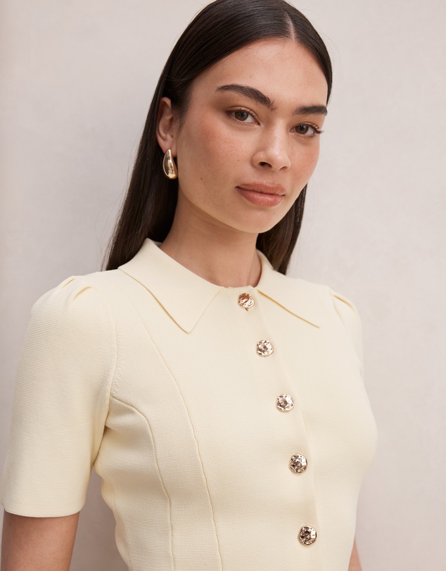 Forever New - Esther Button Knitted Top