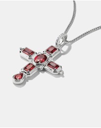 THOMAS SABO - THOMAS SABO Cross Pendant with Red Zirconia Stones Silver