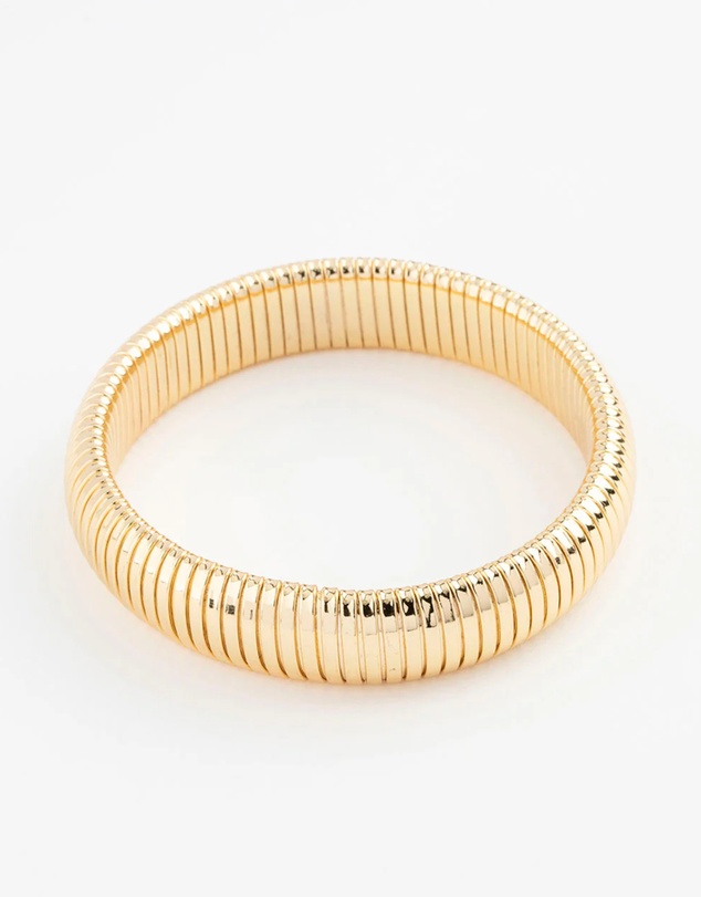 Lovisa - Gold Plated Wide Ribbed Bangle