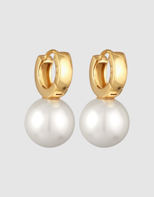 Elli Jewelry - Swarovski® Pearl Hoop Earrings in Gold-Plated 925 Silver