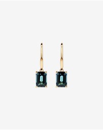 Michael Hill - Emerald Cut London Blue Topaz Gemstone Drop Earrings in 10kt Yellow Gold
