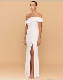CATHERINE FERRARO - Sapphire Off Shoulder Gown