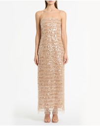 Carla Zampatti - Pale Gold Linear Sequin Gown