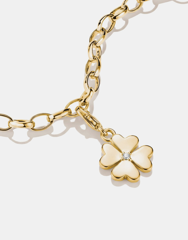 THOMAS SABO - Gold-Plated Four-Leaf Clover Charm with Zirconia Centre Stone
