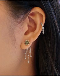 Ania Haie - Silver Floral Tassel Drop Stud Earrings