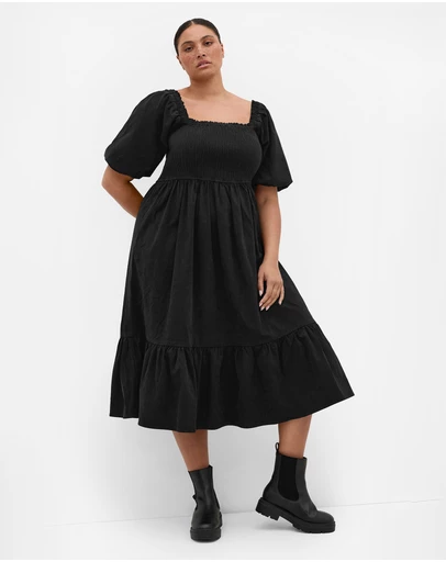 City Chic - Plus size Molli Corduroy Midi Dress - black