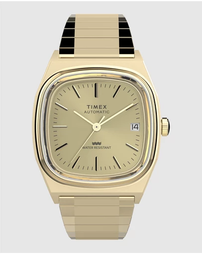 TIMEX - Timex® Automatic 1983 E-Line 34mm Gold Tone Expansion Band Watch